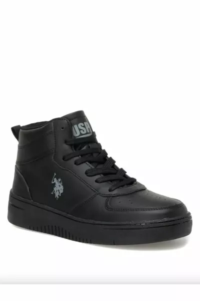 US Polo Assn. Aristo Hi أحذية رياضية سوداء الياقة المدورة للرجال 