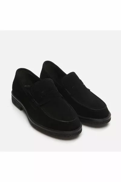 Mocassins Homme Noir en Cuir Véritable