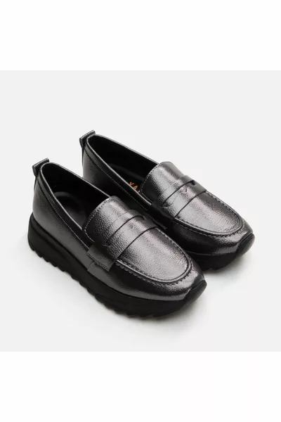 Mocassin Piéton Femme Anthracite