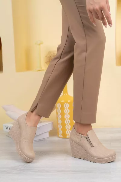 Suola Imbottita Cerniera Laterale Crema Denim Scarpe