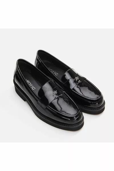 Genuine Leather Black Women's Loafer