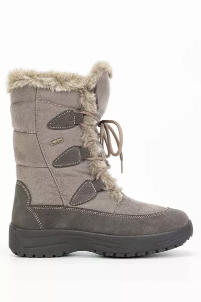 OTHREE Women's Leather & Textile Beige Snow Boots