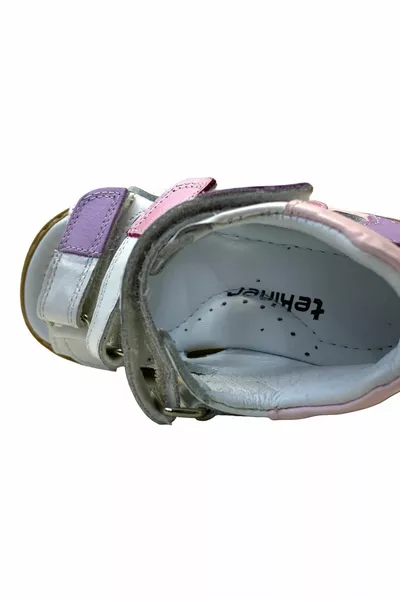  Full Orthopädic % Echtleder Mädchen Weiß/Flieder/Rosa Korsett-Sandalen