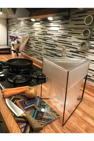 Spezielles Design Arbeitsplatte, Camping, Picknick Müllsack Draht kompatibel mit jeder Tasche (SCHWARZ)