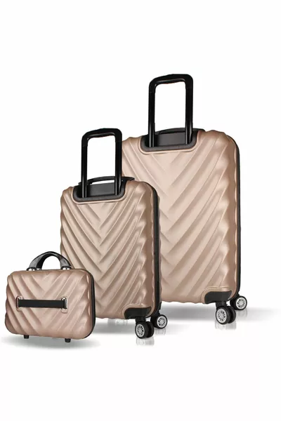 Lotus Abs кабина със среден размер и грим златен комплект куфари от 3 части