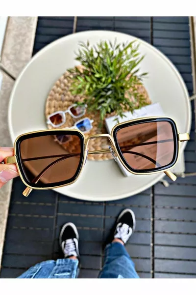 Sunglasses Women & Men  Glass Ce Certificated Gold-black 