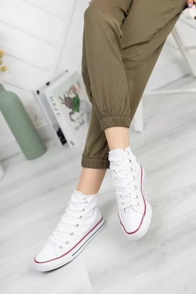 Бяло - унисекс ежедневни ленени обувки