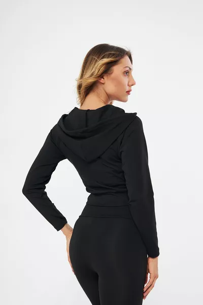 Hooded fleece inside soft raiss camisole Crop Lycra sweatshirt