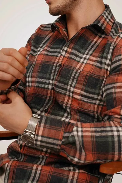 Тухлен цвят Мъжка подаръчна риза в кутия дървосекач