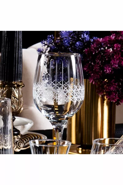  Pieces  Seater Wicker Hand Decor Cutting Glass Water Set