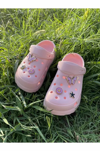 صنادل حجر الفراشة للفتيات نعال CROS (قالب صغير الحجم 1 يفضل الحجم الكبير)