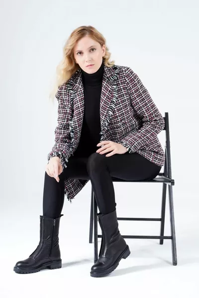 Stivali da donna in vera pelle Giacca invernale con cerniera frontale con suola seghettata