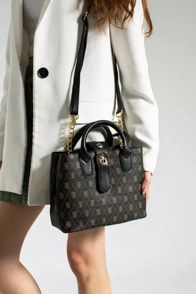 Дамска горчиво кафява кожена чанта за рамо и презрамка Venus с шарка на рамо и каишка за ръце