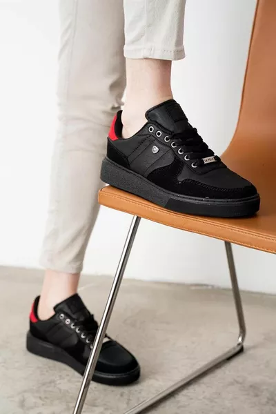  Черный Красный Цвет Черная Подошва Мужская Повседневная Обувь