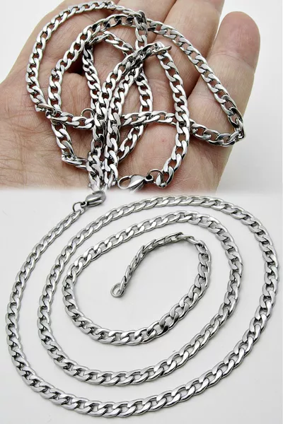 Slim Gourmet Collier Chaîne En Acier Homme Ensemble 4mm T