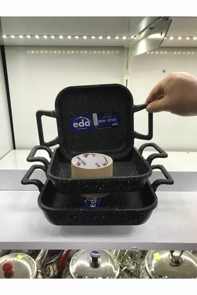 Eda طقم مقلاة جرانيت مربع 3 مصبوب    سم