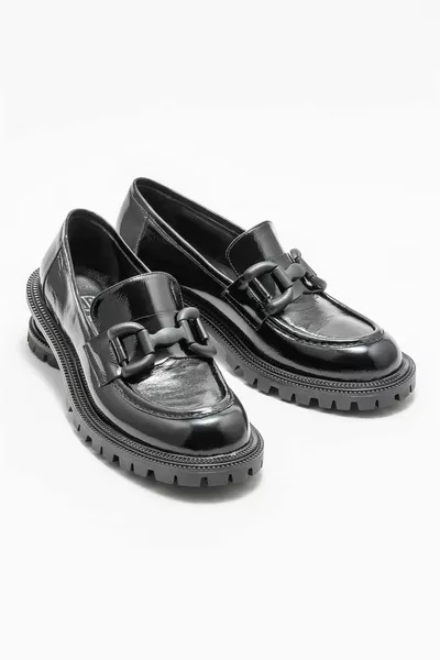 Mocassins femme en cuir noir