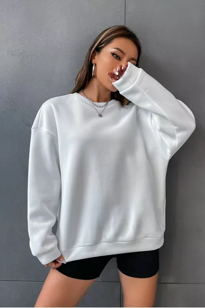 Unisex wit Brooklyn  bedrukt oversized sweatshirt met ronde hals