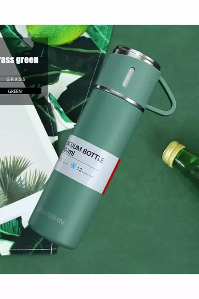 الفولاذ المقاوم للصدأ طبقة مزدوجة فراغ العزل الأخضر الترمس 3 مقاعد الشاي فنجان القهوة مكتب التخييم السفر