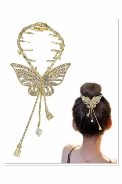 Bun and ponytail buckle, new style stylish pearl and stone