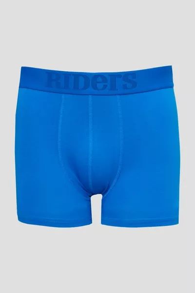 القطن مرنة العادية تناسب الأزرق الداكن الأزرق البرتقالي شعار بوكسر حزمة من 3