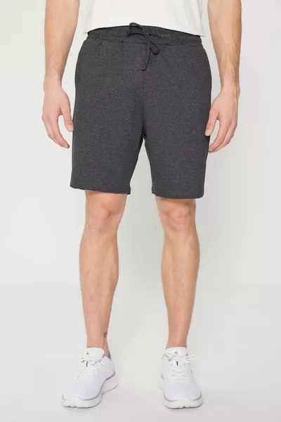 الرجال أنثراسايت ستاندرد فيت عادي قطع 2 جيوب الموضوع إعادة تدوير القطن محبوك السراويل