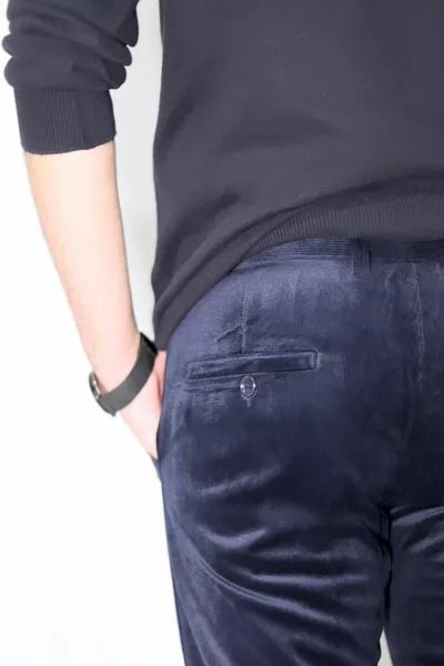 Dudeclothing Marineblaue Samthose für Herren