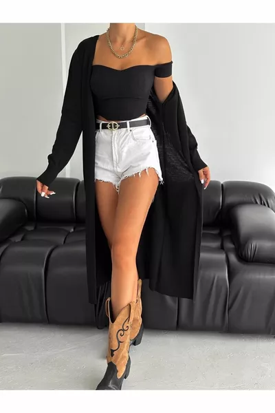 Cardigan long basique femme