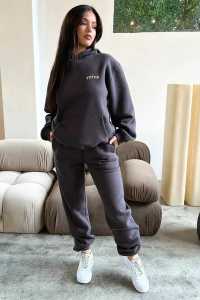 Fetch Спортивный костюм Толстовка Джоггер - Дымчатый Принт Оверсайз Капюшон