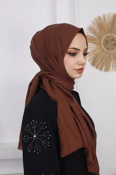 Hijab Châle Crack Bambou Femme Marron Amer