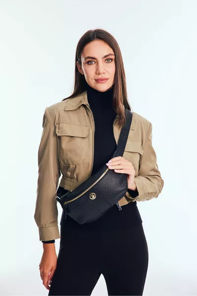 Schwarze Damen Gürteltasche 