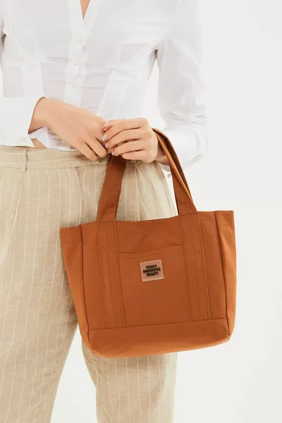 Tile  Chiusura a scatto 2 scomparti Tasca frontale Tessuto di tela dettagliata Manica e borsa a tracolla da donna casual