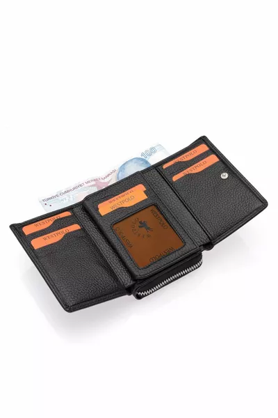 West Polo Petit porte-cartes en cuir véritable pour femme