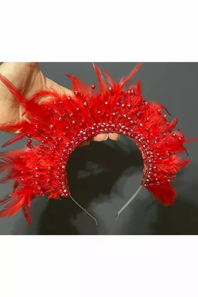 Corona di henné piumato rosso