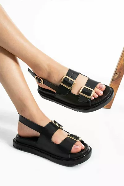 Orthopedische zwarte vrouwen sandalen casual vrouwen sandalen pofsandalen anatomische damessandalen