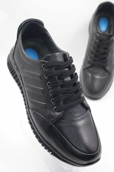 Hommes Noir Orthopédique Intérieur Extérieur Complet Cuir Gel Ultra Casual Chaussures Décontractées