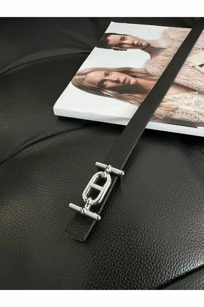 2-Piece Slim Belt with Silver Buckle, Pant Belt, Shirt Belt, Jacket Belt