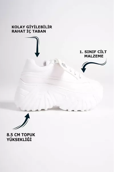 أبيض الدانتيل المتابعة عالية النعل الجلد عارضة المرأة أحذية رياضية أحذية رياضية