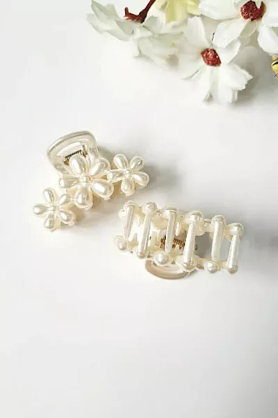 2 قطعة زهرة اللؤلؤ ميدي ربط المشبك