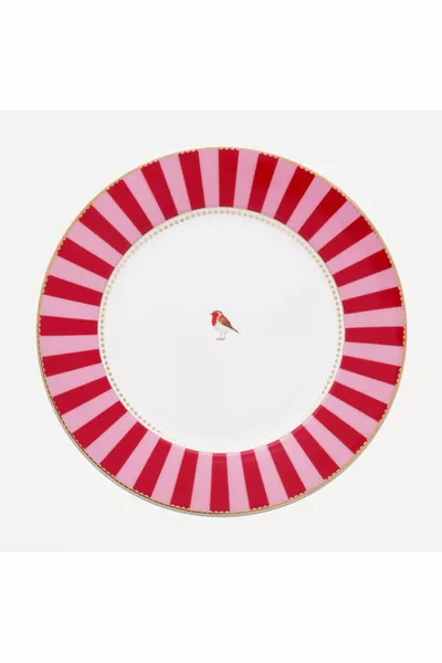 Love Birds Red Pink Porcelain Dinner Plate, 25 Cm