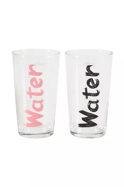 Water Glass 2-Piece Set  ml - Black & Pink