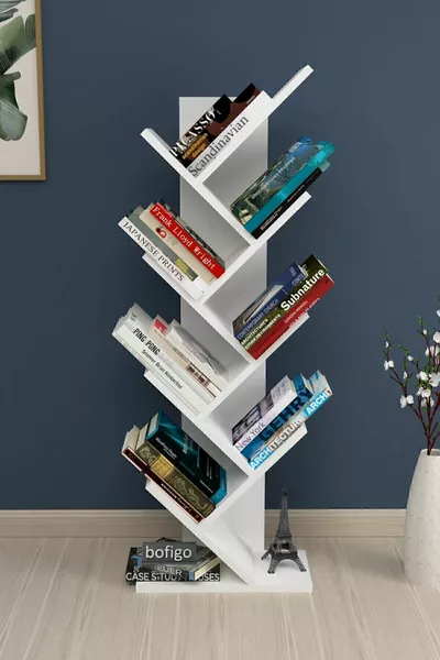 Libreria in legno Decorativa Scaffale Organizer per libri Bianco