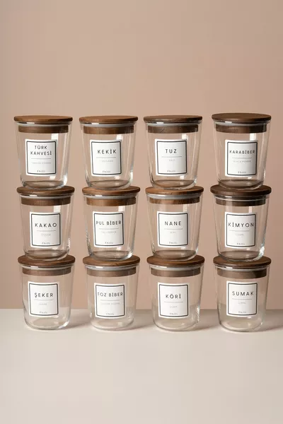 Motto - 'ли Набор стеклянных контейнеров для хранения с вакуумной крышкой и этикеткой, подарочный, для специй, мл