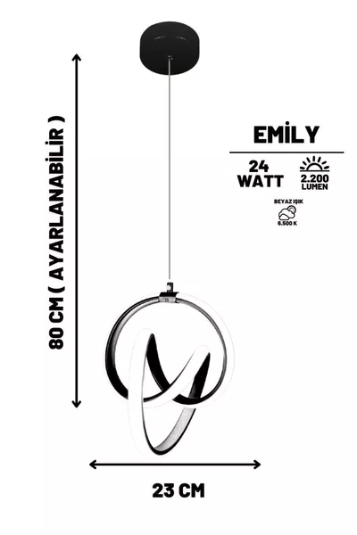إميلي ثريا معلقة عصرية سوداء بإضاءة LED ضوء أبيض لغرفة المعيشة والمطبخ والغرفة والمدخل