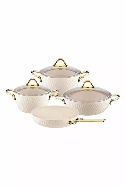 Granite 7-Piece Casserole Pot Set Cream