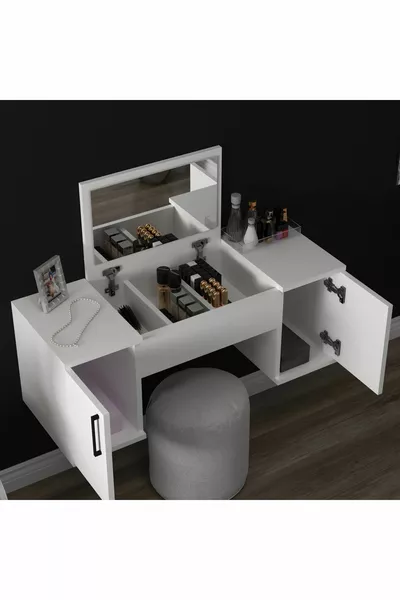 طاولة مكياج مثبتة على الحائط لا تشغل مساحة اللون أبيض - مرجان