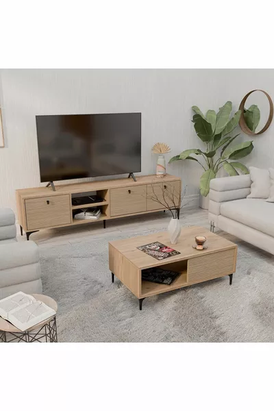 SET VISION TV UNIT - COFFEE TABLE SET BASKET - YUNUS