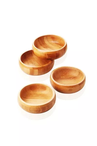 Бамбуковая круглая миска для закусок, набор из 6 штук