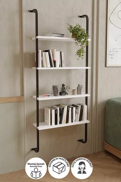 4-Laden Wandgemonteerde Boekenkast Decoratieve Boekenkast Wit