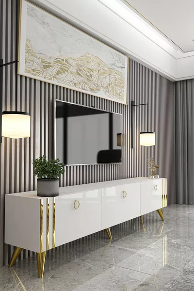 Astel White Gold TV Unit